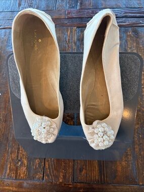 kate spade pearl cluster cream ballet flats